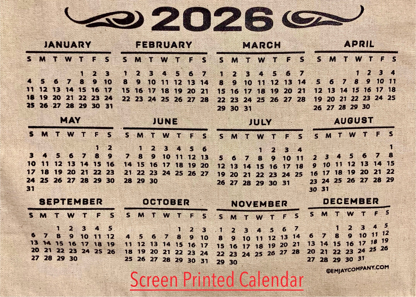 Personalized Hanging Cloth 2026 Calendar