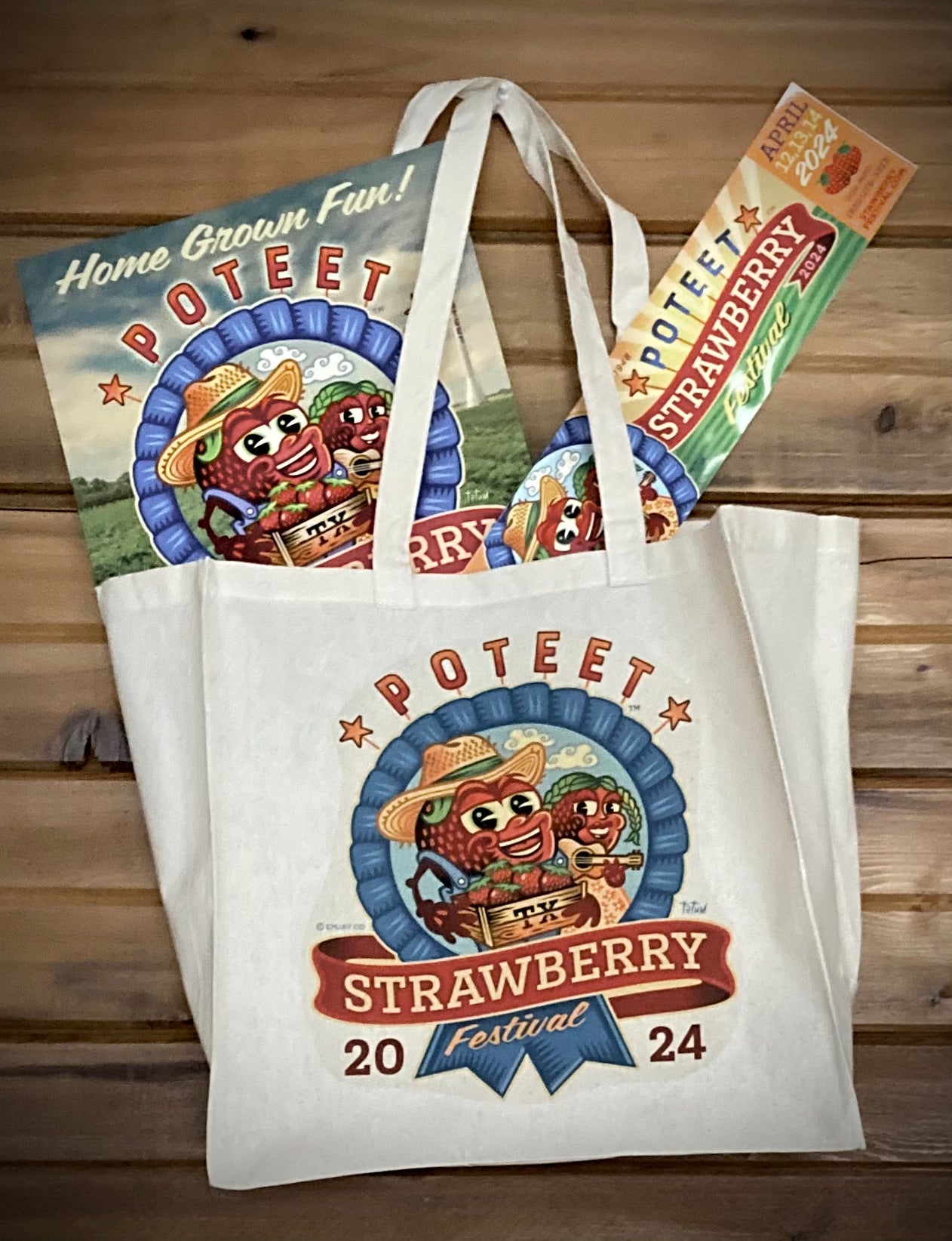 2024 Poteet Strawberry Festival Tote Bag Emjay Co.