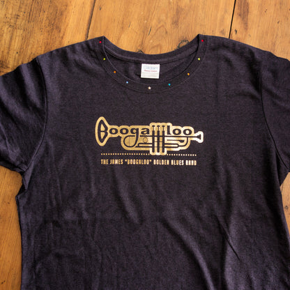 Boogaloo - Ladies' T-Shirt Foil Print with 'Bling' Neck - Three color choices available